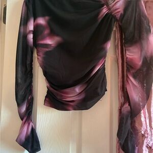 Stylish Black and Pink Long Sleeve Top
